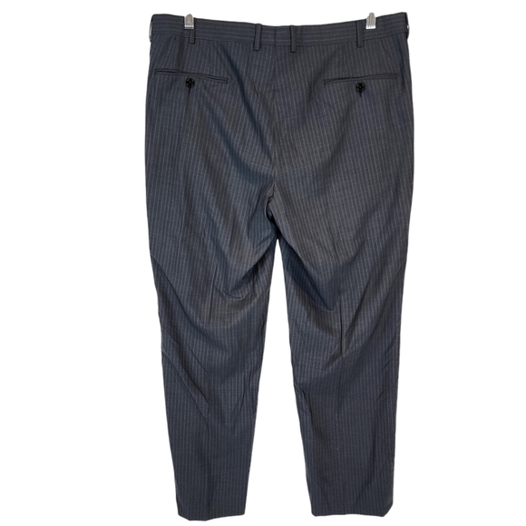 Ermenegildo Zegna Men's Mila Wool Pants Grey Blue Pin Stripe Dress Pants Tapered - Picture 2 of 9